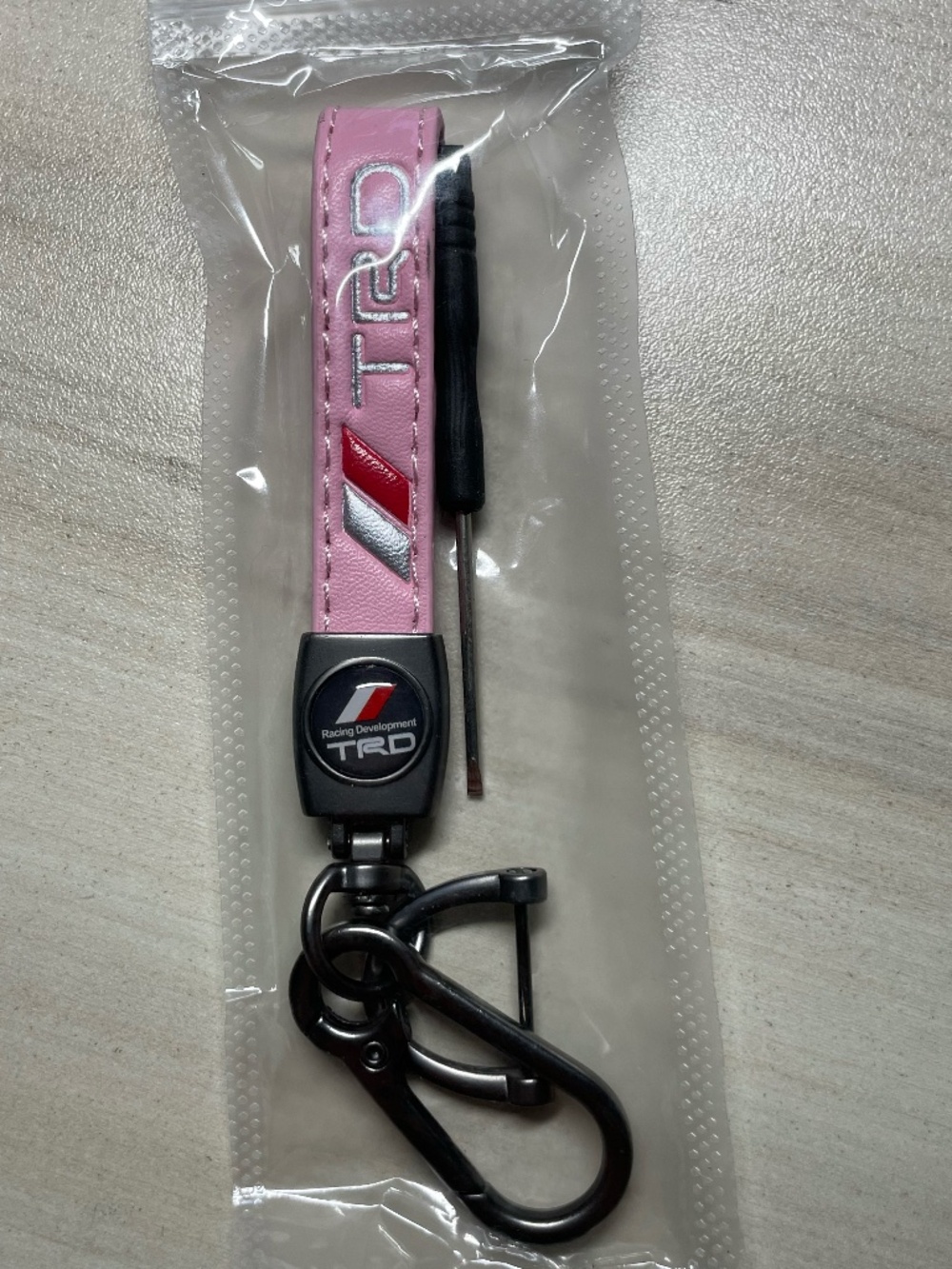 New Genuine Leather Car Keychain for Toyota Key Ring Accessories- TRD PINK